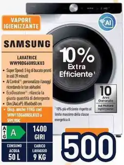 Unieuro Samsung lavatrice offerta