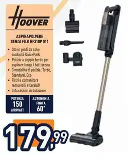 Unieuro Hoover aspirapolvere senza filo HF310P 011 offerta