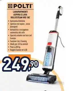 Unieuro Polti lavapavimenti aspira e lava rollysteam wd 10c offerta