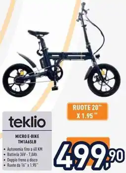 Unieuro teklio micro e-bike tm1a6slb offerta