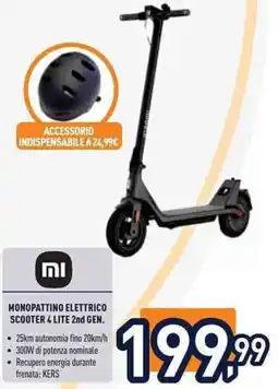 Unieuro Monopattino elettrico scooter 4 lite 2nd gen. Xiaomi offerta