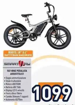 Unieuro Smartway Fat-bike pedalata assistita K1 offerta