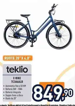 Unieuro teklio E-BIKE TC3A6ALB offerta