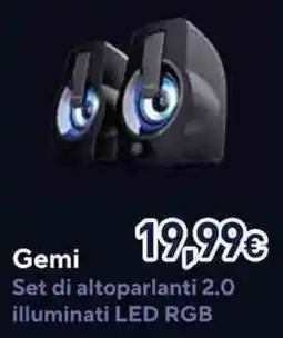 Unieuro Gemi Set di altoparlanti 2.0 illuminati LED RGB offerta