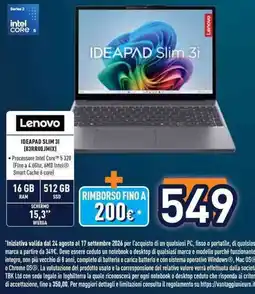 Unieuro Lenovo IDEAPAD Slim 3i offerta