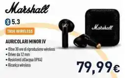 Unieuro Marshall Auricolari Minor IV offerta