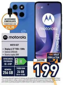 Unieuro motorola moto g57 offerta