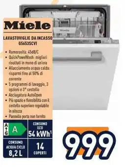 Unieuro Miele lavastoviglie da incasso G5653SCVI offerta