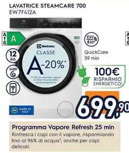 Unieuro Lavatrice Steamcare 700 Electrolux offerta