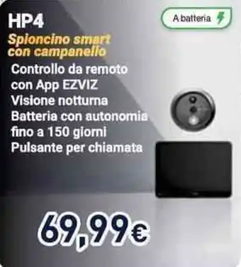 Unieuro HP4 Spioncino smart con campanello offerta