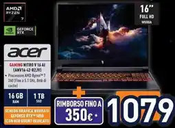 Unieuro Acer Gaming Nitro V 16 AI offerta
