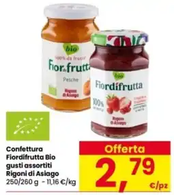 Interspar Confettura Fiordifrutta Bio gusti assortiti Rigoni di Asiago offerta