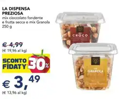 Esselunga La dispensa preziosa mix cioccolato fondente e frutta secca o mix Granola offerta