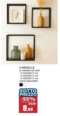 Happy Casa 3 mensole in metallo ed mdf offerta
