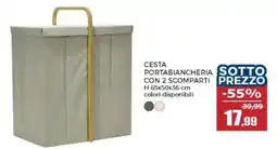 Happy Casa Cesta portabiancheria con 2 scomparti offerta