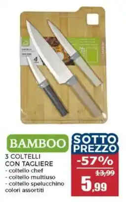 Happy Casa Bamboo 3 coltelli con tagliere offerta