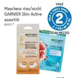 IperFamila Maschera viso/occhi Garnier Skin Active assortiti offerta