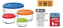 Happy Casa 4 contenitori tondi con coperchio ermetico offerta