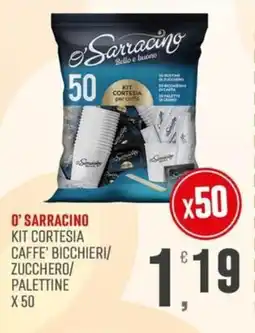 Maxipiù O' Sarracino Kit cortesia caffè bicchieri/zucchero/ palettine offerta