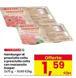 Eurospar Hamburger di prosciutto cotto Despar offerta