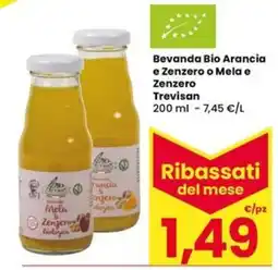 Eurospar Bevanda Bio Arancia e Zenzero o Mela e Zenzero Trevisan offerta