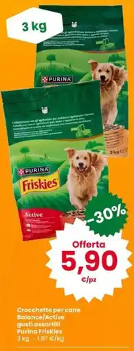 Eurospar Crocchette per cane Balance/Active gusti assortiti Purina Friskies offerta