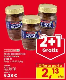 Eurospar Filetti di alici distesi in olio di oliva Despar offerta