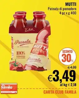 Famila Market Passata di pomodoro Mutti offerta