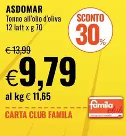 Famila Market Asdomar tonno all'olio d'oliva offerta
