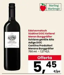Interspar Edelvernatsch Südtirol DOC Kellerei Meran Burggräfler offerta