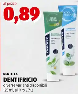 ALDI Dentifricio Dentitex offerta