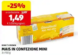 ALDI King's Crown Mais in confezione mini offerta