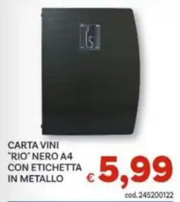 Vivo Supermercati Carta vini "Rio" nero A4 offerta