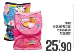 La Mimosa Supermercati Zaino giochi preziosi personaggi assortiti offerta