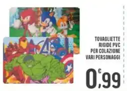 La Mimosa Supermercati Tovagliette rigide PVC per colazione vari personaggi offerta
