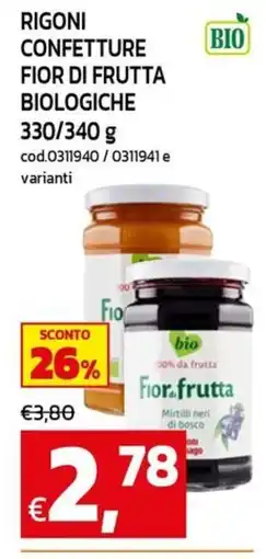 C+C maxigross Rigoni confetture fior di frutta biologiche offerta