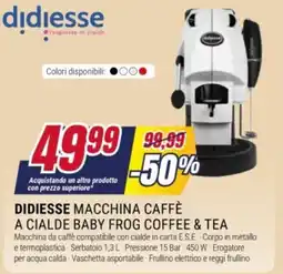 Trony Didiesse macchina caffè a cialde baby frog coffee & tea offerta