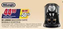 Trony DeLonghi macchina caffè manuale EC201CD.B offerta