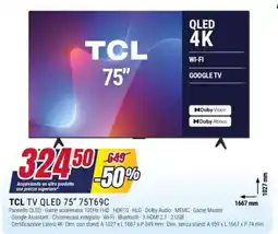 Trony TCL TV QLED 75" offerta