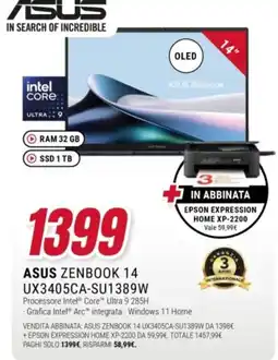 Trony ASUS Zenbook 14 offerta