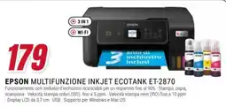 Trony Epson multifunzione inkjet Ecotank ET-2870 offerta