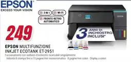 Trony Epson multifunzione inkjet Ecotank ET-2951 offerta