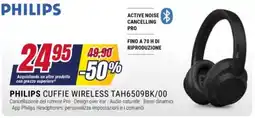 Trony Philips cuffie wireless tah6509bk/00 offerta