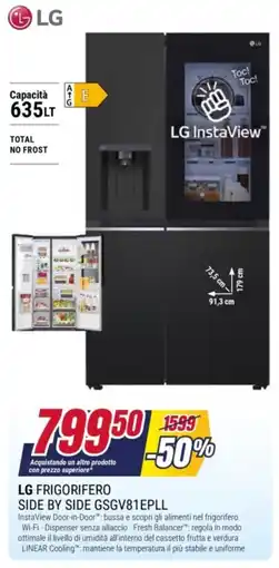Trony LG Frigorifero Side by Side GSGV81EPLL offerta