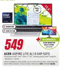 Trony Acer Aspire Lite AL15-54P-52F5 offerta