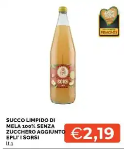 Mercatò Succo limpido di mela 100% senza zucchero aggiunto Epli' i sorsi offerta