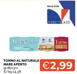Mercatò Tonno al naturale Mare Aperto offerta