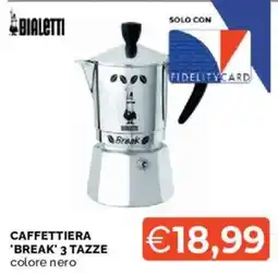 Mercatò Bialetti caffettiera 'Break' 3 tazze colore nero offerta