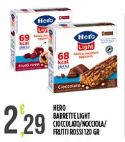 Supermercato Pollio Hero barrette light cioccolato/noccia/frutti rossi offerta