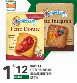 Tutto Risparmio Cash&Carry Barilla Fette biscottate Dorate/Integrali offerta
